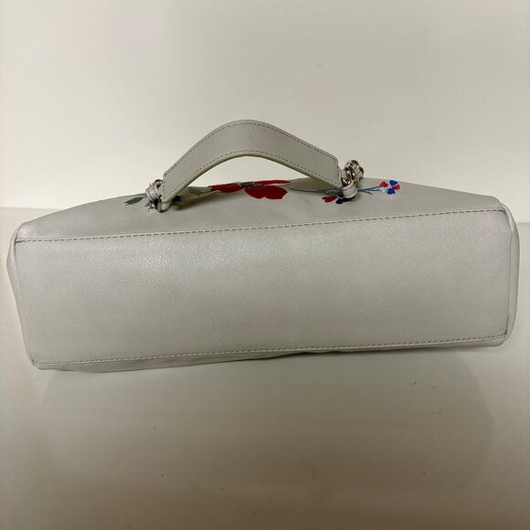 Nicole Miller Floral Embroidered Gray Purse Chain Straps Shoulder Bag - Picture 4 of 12